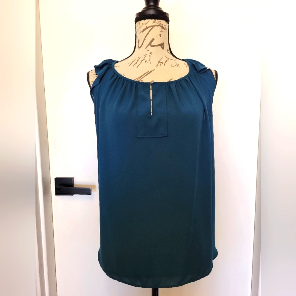 Ann Taylor LOFT Butterfly Sleeve‎ Green Summer Blouse XS